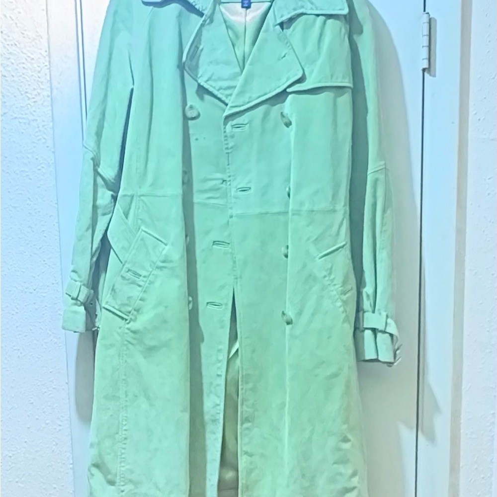 Colebrook Green Suede Trench Coat sz L